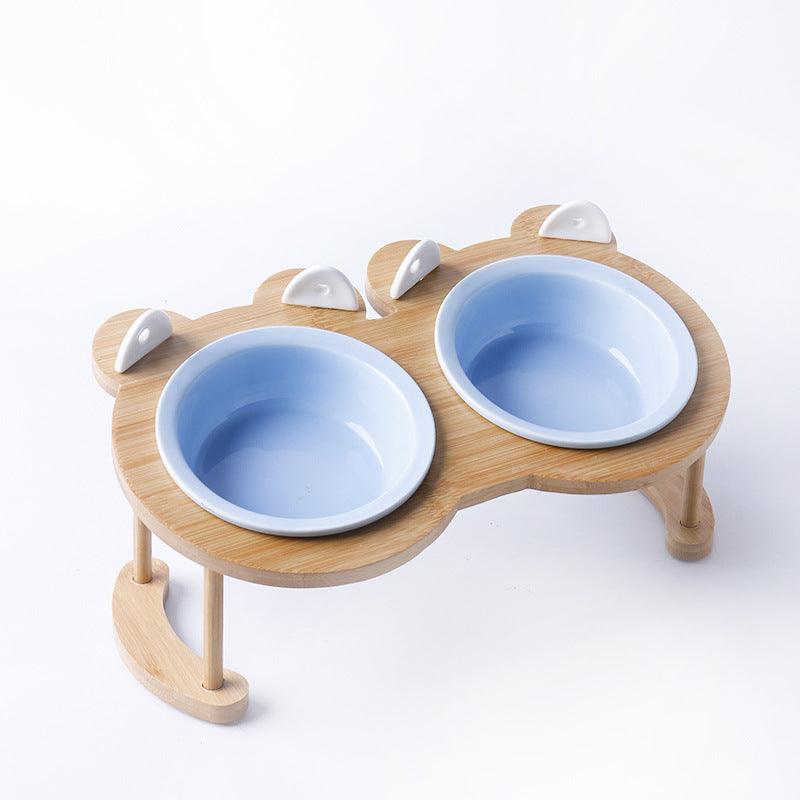 Elevatepet Ceramic Tilted Cat Bowl With Bamboo Stand