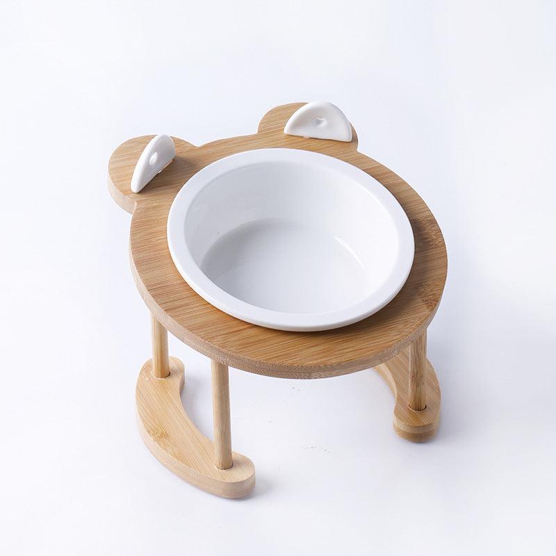 Elevatepet Ceramic Tilted Cat Bowl With Bamboo Stand