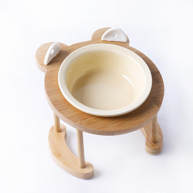 Elevatepet Ceramic Tilted Cat Bowl With Bamboo Stand