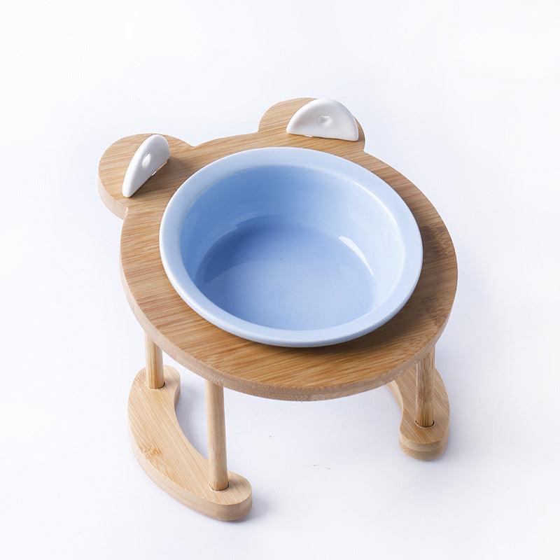 Elevatepet Ceramic Tilted Cat Bowl With Bamboo Stand