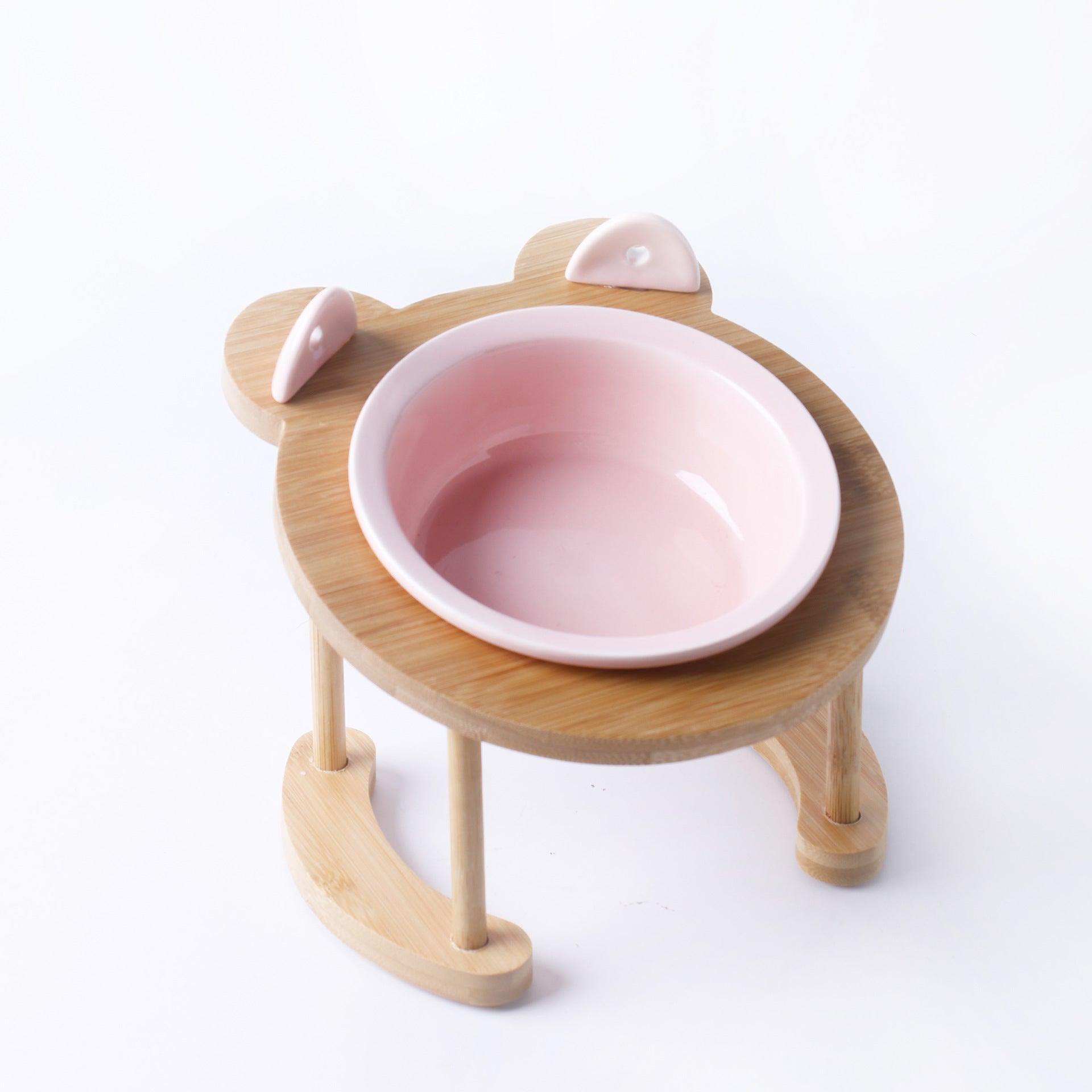 Elevatepet Ceramic Tilted Cat Bowl With Bamboo Stand