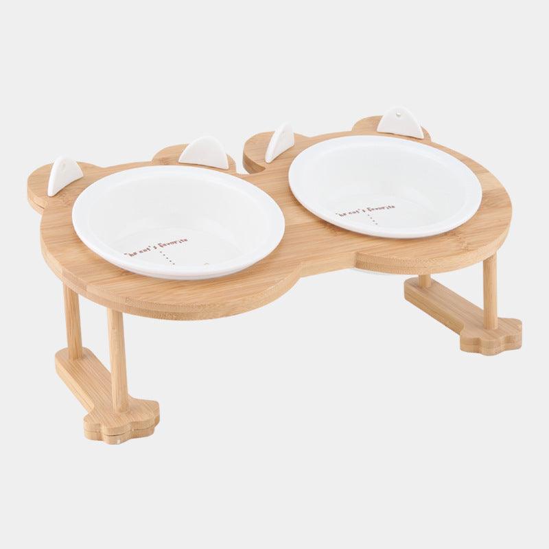 Elevatepet Ceramic Tilted Cat Bowl With Bamboo Stand